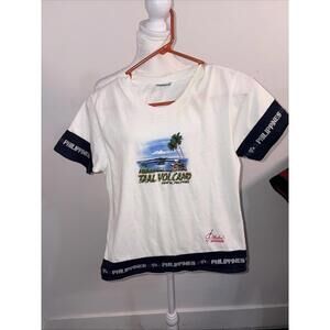 VINTAGE Mayon Volcano Men T-Shirt XL White Tagaytay Y2K City Philippines Small